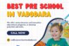 Happy preschool child drawing at Red School House Vadodara, the best pre school in Vadodara, with creative learning tools and a joyful classroom environment.