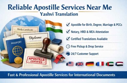 Apostille services near me by Yashvi Translation for birth, marriage, degree certificates and PCC with MEA apostille support.