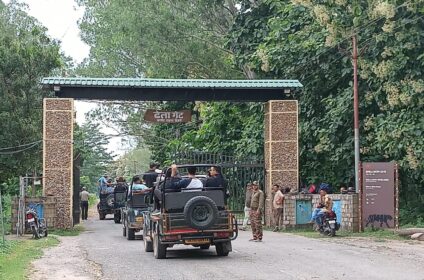 Jeep safari at safari entry gate of Jim Corbett National Park in Ramnagar Uttarakhand