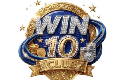 This image features a highly detailed, 3D luxury emblem or logo for "WIN 10 CLUB" set against a solid black background.