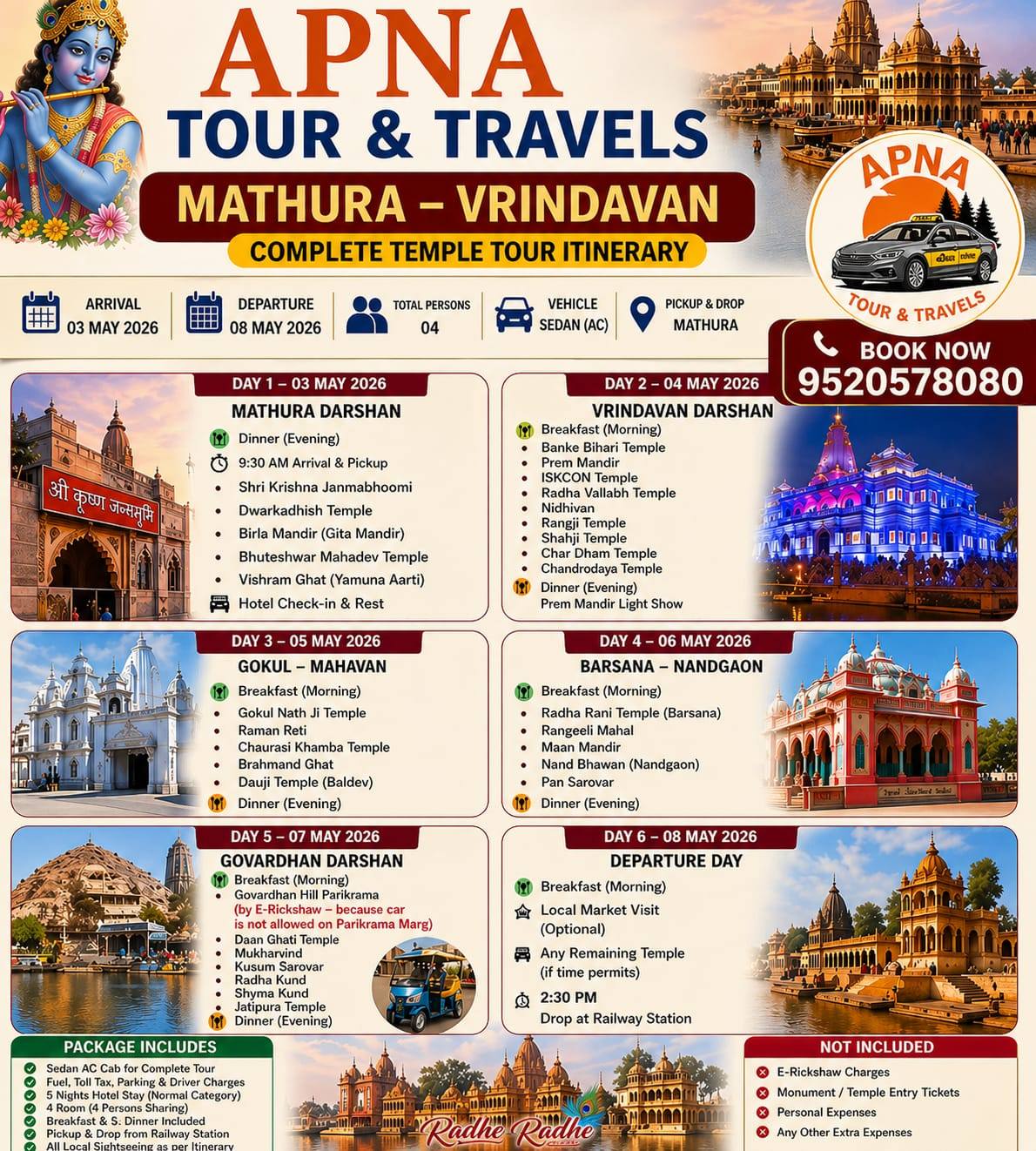 Mathura Vrindavan Taxi Service | +91 9520578080