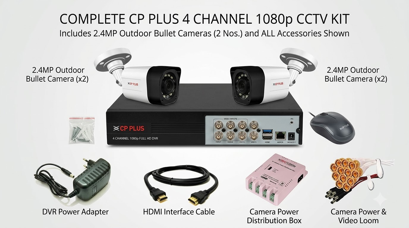 Smart Works - Siliguri CCTV Installation get CP Plus CCTV 2 ip bullet camera with nvr full set