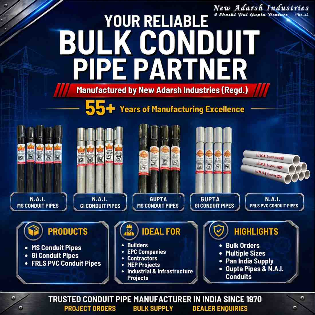 Conduit Pipe Manufacturer for Builders, EPC Companies