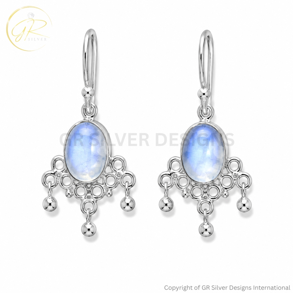 925 sterling silver Rainbow Moonstone earrings