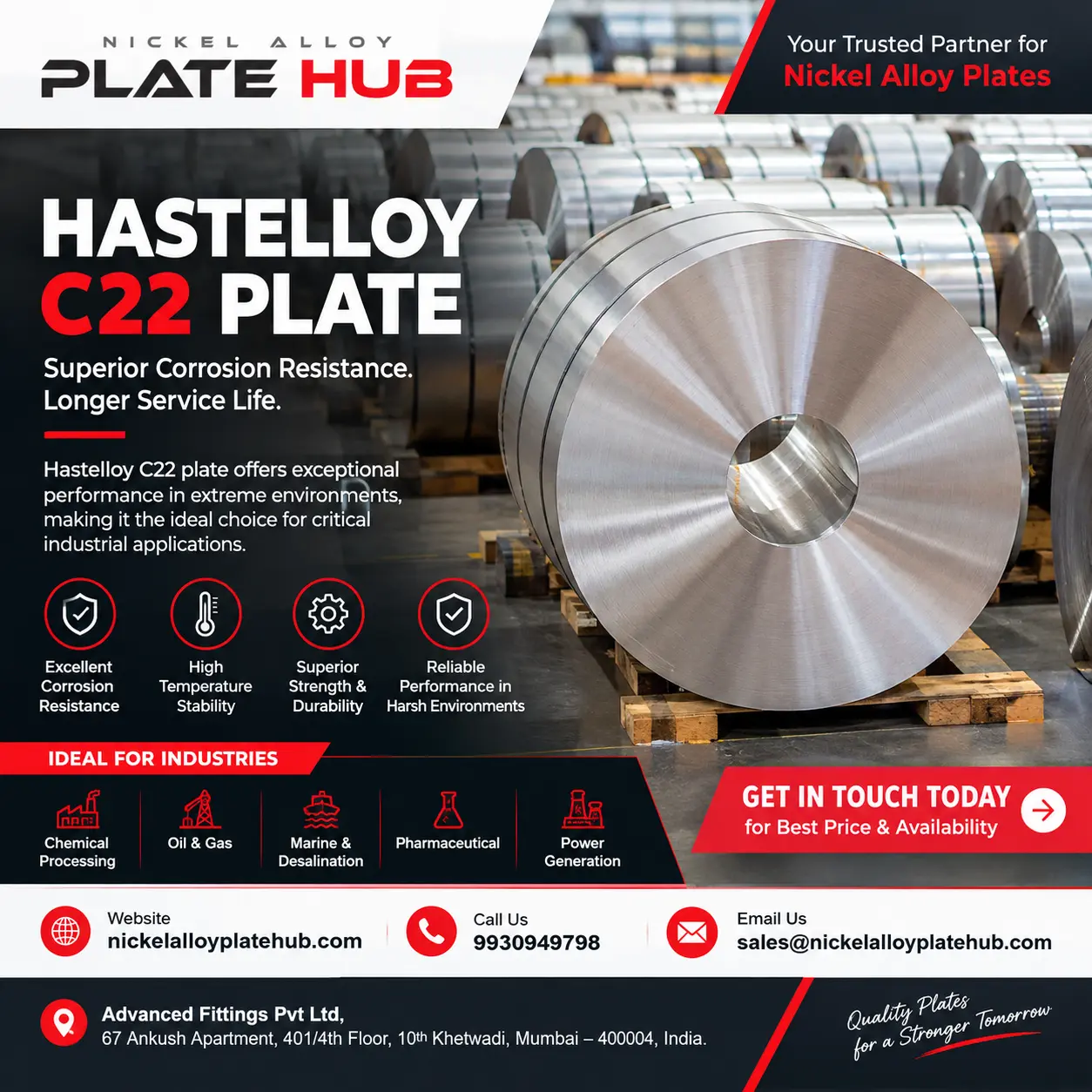 Hastelloy C22 plate - Nickel alloy plate hub